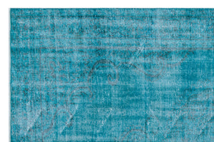 Turquoise  Over Dyed Vintage Rug 6'1'' x 9'1'' ft 185 x 277 cm