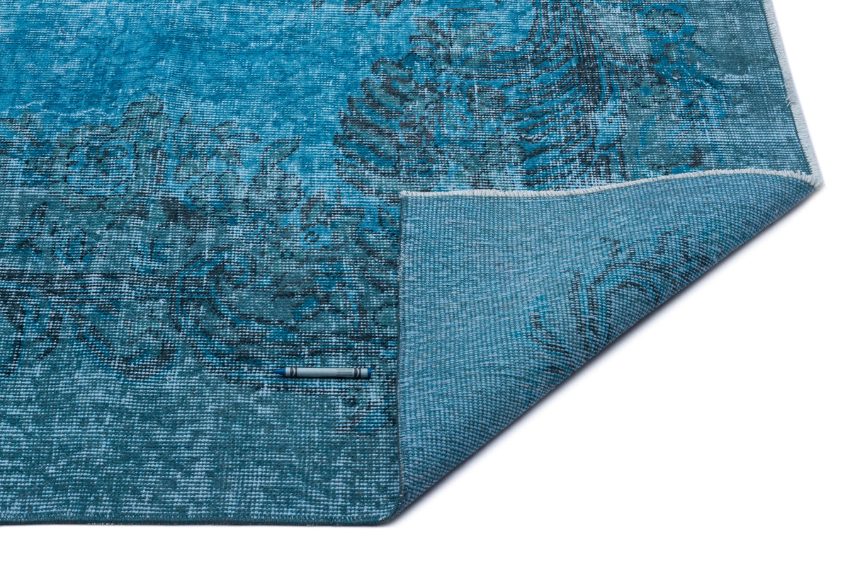 Turquoise  Over Dyed Vintage Rug 6&#39;0&#39;&#39; x 9&#39;1&#39;&#39; ft 183 x 277 cm