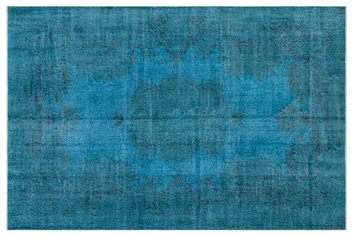 Turquoise  Over Dyed Vintage Rug 6&#39;0&#39;&#39; x 9&#39;1&#39;&#39; ft 183 x 277 cm