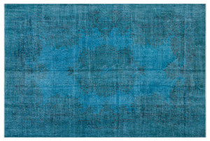 Turquoise  Over Dyed Vintage Rug 6'0'' x 9'1'' ft 183 x 277 cm