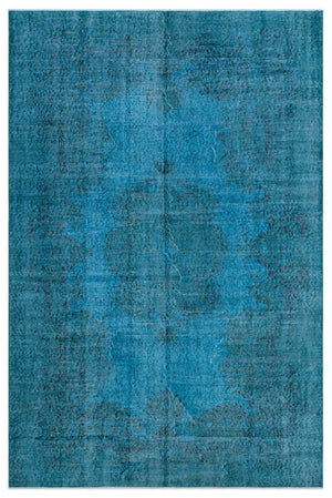 Turquoise  Over Dyed Vintage Rug 6'0'' x 9'1'' ft 183 x 277 cm