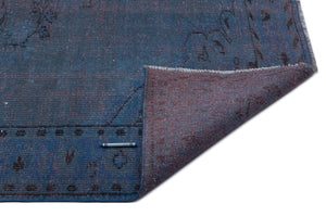 Blue Over Dyed Vintage Rug 6'3'' x 9'6'' ft 190 x 290 cm