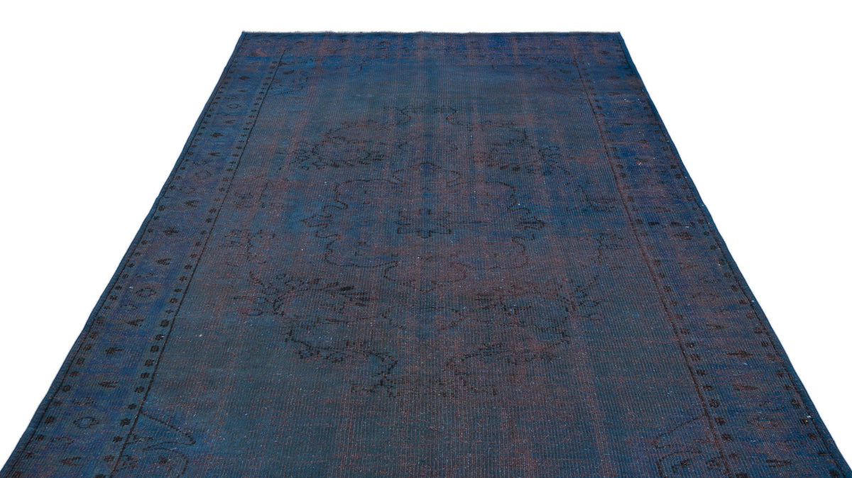 Blue Over Dyed Vintage Rug 6&#39;3&#39;&#39; x 9&#39;6&#39;&#39; ft 190 x 290 cm