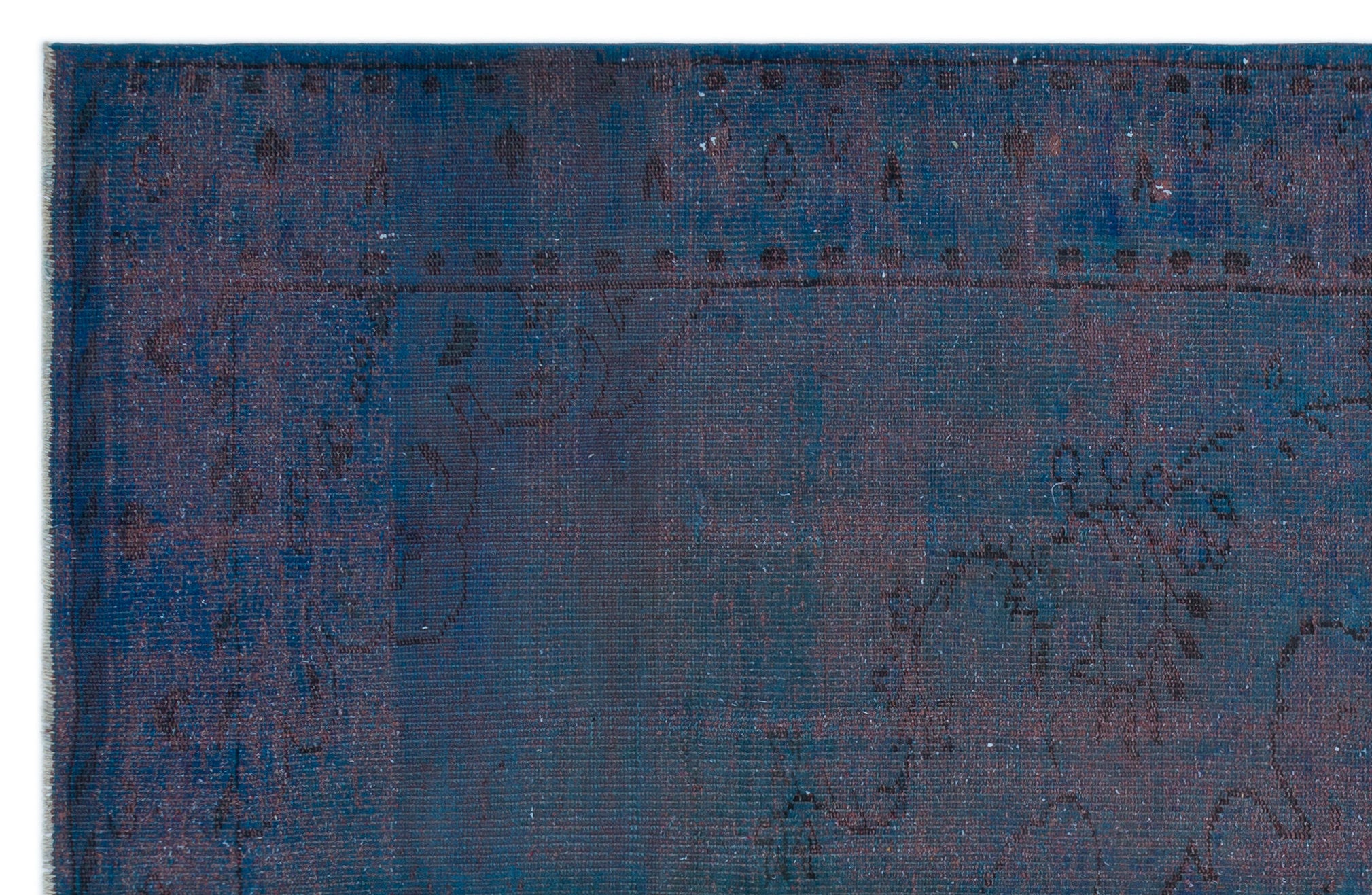 Blue Over Dyed Vintage Rug 6'3'' x 9'6'' ft 190 x 290 cm