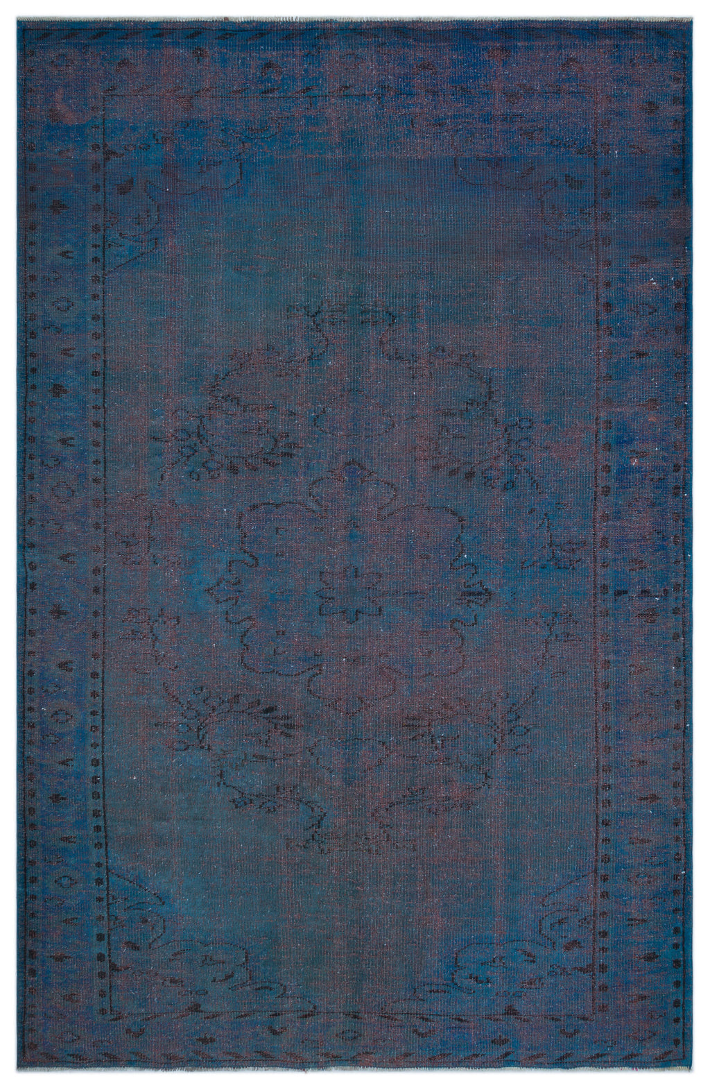 Blue Over Dyed Vintage Rug 6'3'' x 9'6'' ft 190 x 290 cm