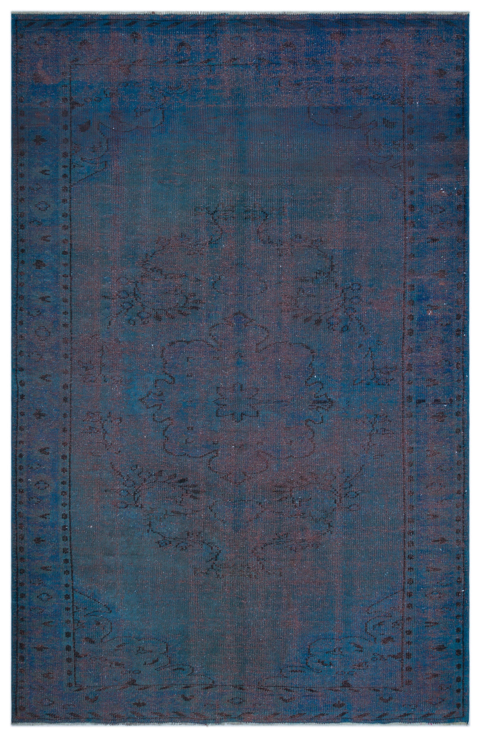 Blue Over Dyed Vintage Rug 6'3'' x 9'6'' ft 190 x 290 cm