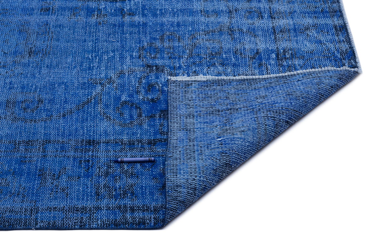 Blue Over Dyed Vintage Rug 5&#39;7&#39;&#39; x 9&#39;7&#39;&#39; ft 170 x 292 cm