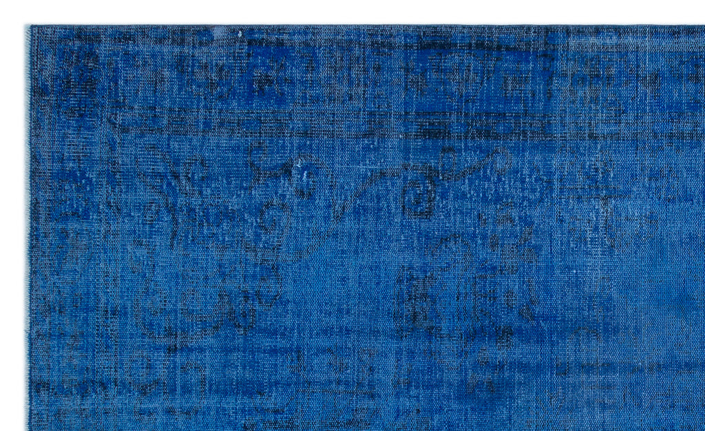 Blue Over Dyed Vintage Rug 5'7'' x 9'7'' ft 170 x 292 cm