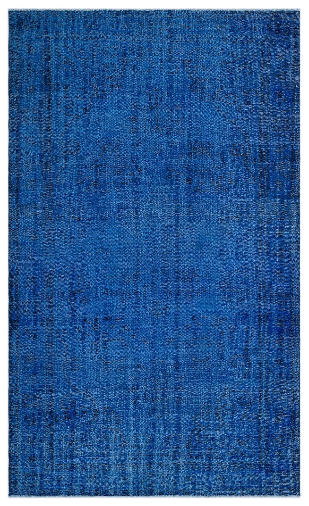 Blue Over Dyed Vintage Rug 5&#39;7&#39;&#39; x 9&#39;7&#39;&#39; ft 170 x 292 cm