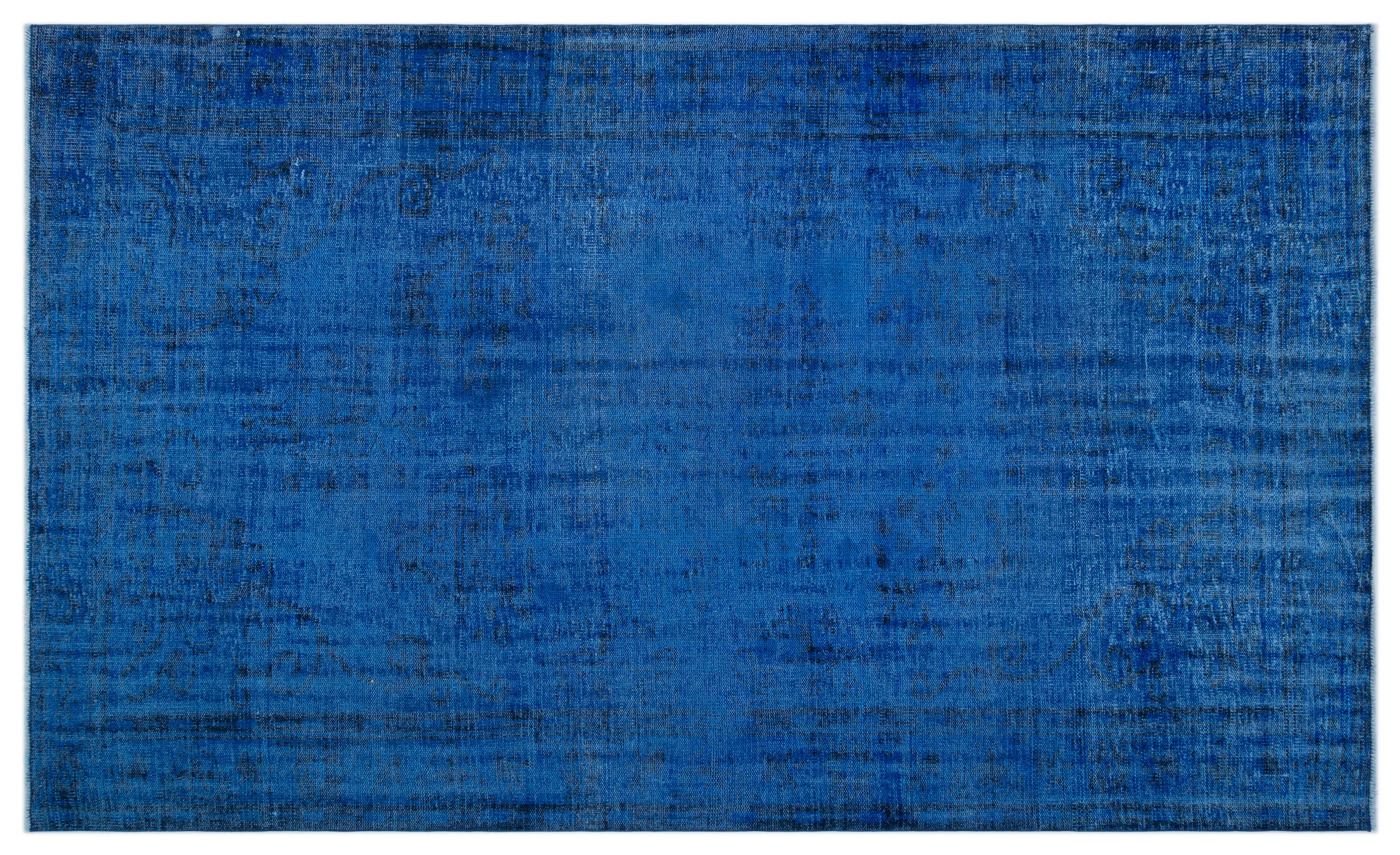 Blue Over Dyed Vintage Rug 5'7'' x 9'7'' ft 170 x 292 cm