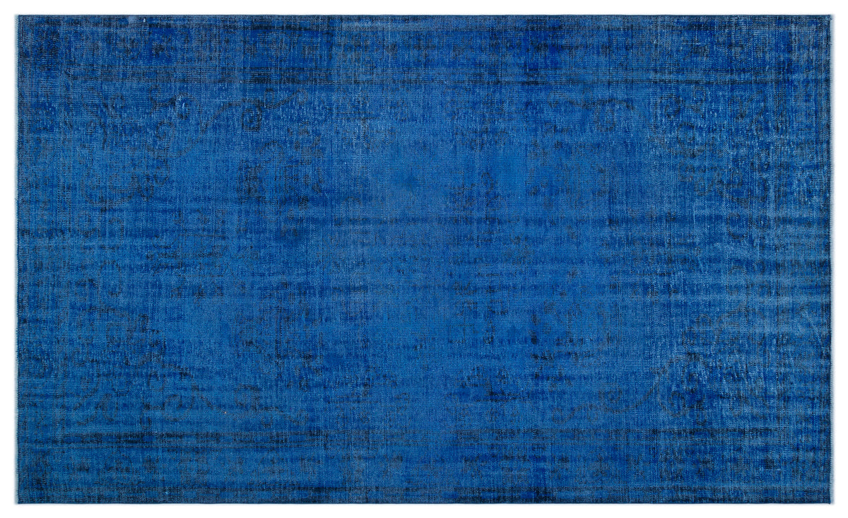 Blue Over Dyed Vintage Rug 5&#39;7&#39;&#39; x 9&#39;7&#39;&#39; ft 170 x 292 cm