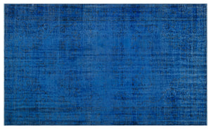 Blue Over Dyed Vintage Rug 5'7'' x 9'7'' ft 170 x 292 cm