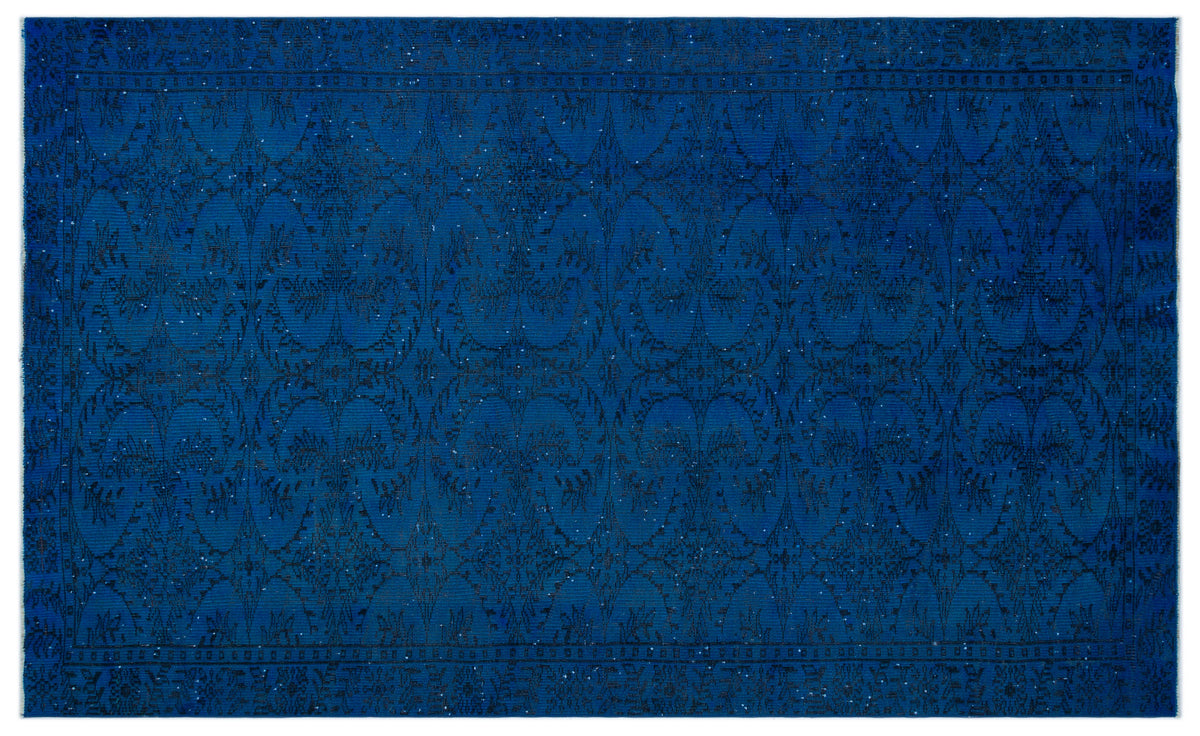 Blue Over Dyed Vintage Rug 5&#39;6&#39;&#39; x 8&#39;12&#39;&#39; ft 168 x 274 cm