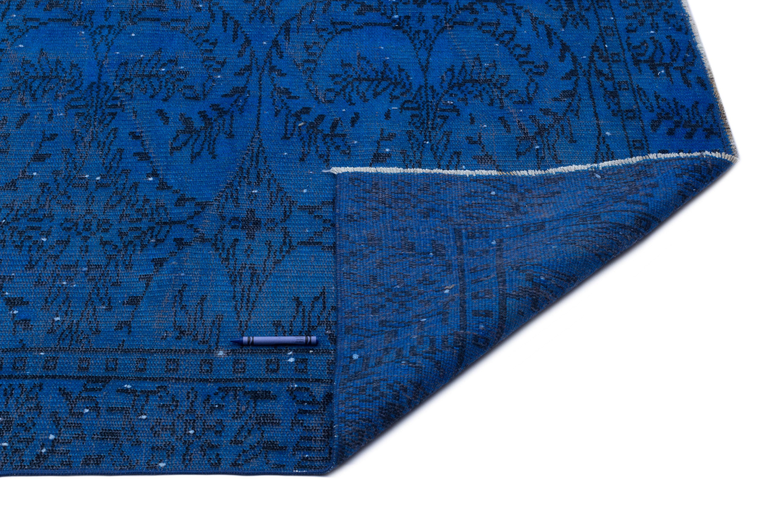 Blue Over Dyed Vintage Rug 5'6'' x 8'12'' ft 168 x 274 cm