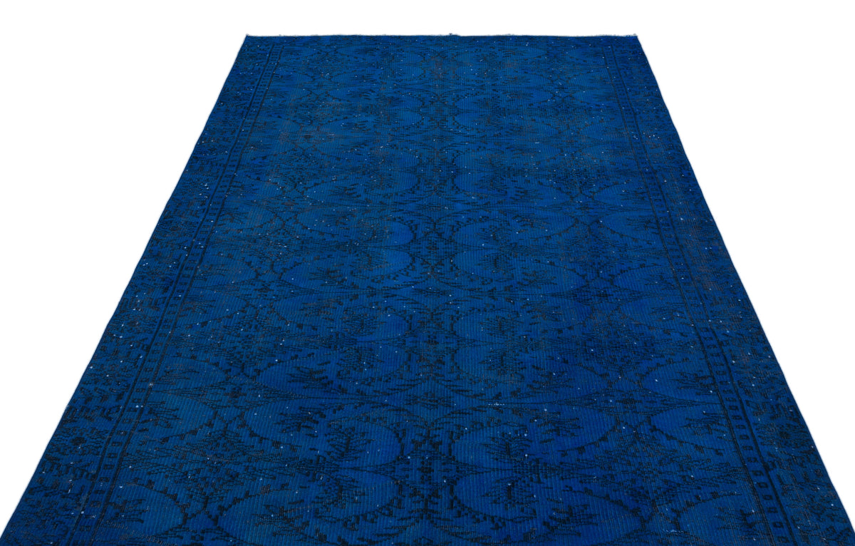 Blue Over Dyed Vintage Rug 5&#39;6&#39;&#39; x 8&#39;12&#39;&#39; ft 168 x 274 cm