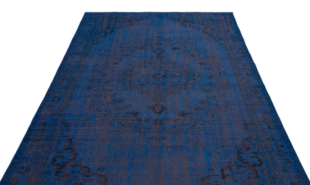 Blue Over Dyed Vintage Rug 5'6'' x 9'1'' ft 168 x 277 cm