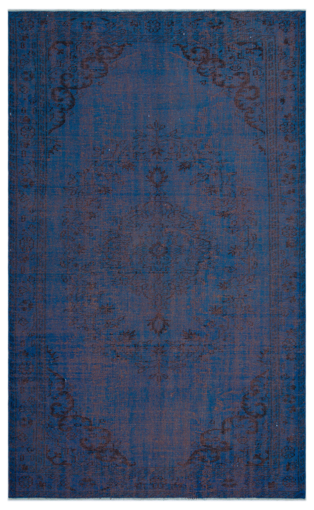 Blue Over Dyed Vintage Rug 5'6'' x 9'1'' ft 168 x 277 cm