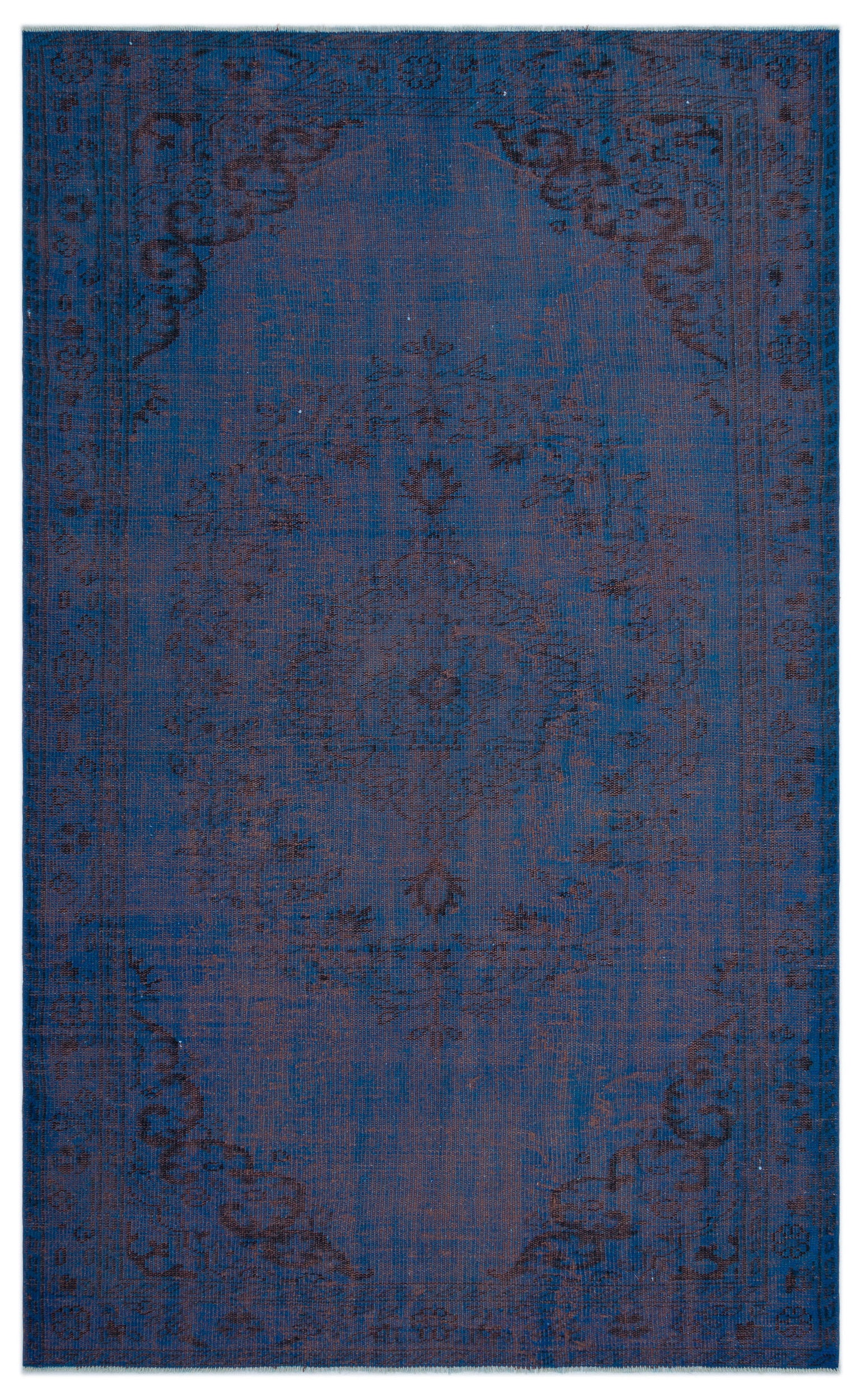 Blue Over Dyed Vintage Rug 5'6'' x 9'1'' ft 168 x 277 cm