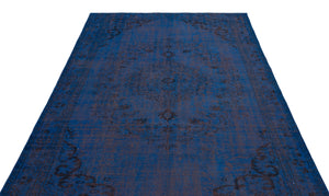 Blue Over Dyed Vintage Rug 5'6'' x 9'1'' ft 168 x 277 cm