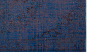 Blue Over Dyed Vintage Rug 5'6'' x 9'1'' ft 168 x 277 cm