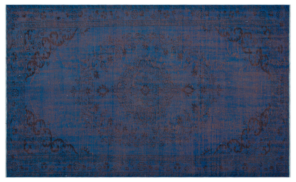 Blue Over Dyed Vintage Rug 5'6'' x 9'1'' ft 168 x 277 cm