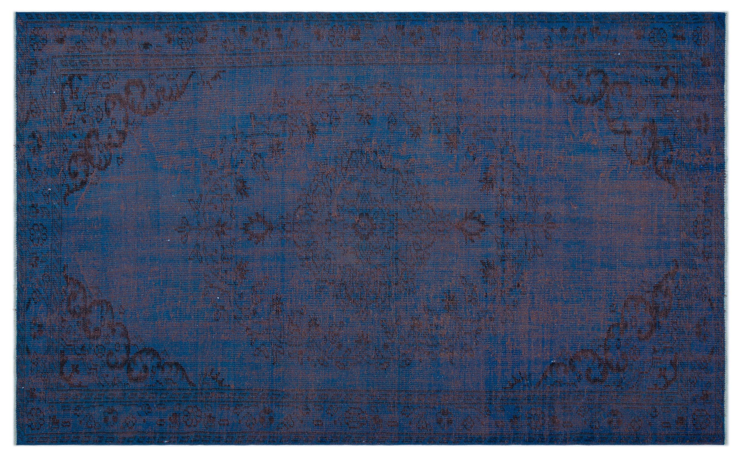 Blue Over Dyed Vintage Rug 5'6'' x 9'1'' ft 168 x 277 cm