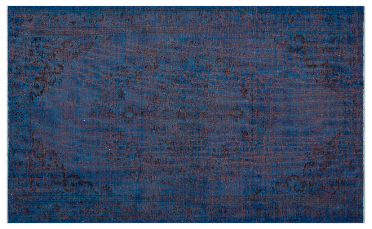 Blue Over Dyed Vintage Rug 5&#39;6&#39;&#39; x 9&#39;1&#39;&#39; ft 168 x 277 cm