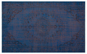Blue Over Dyed Vintage Rug 5'6'' x 9'1'' ft 168 x 277 cm
