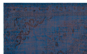 Blue Over Dyed Vintage Rug 5'6'' x 9'1'' ft 168 x 277 cm