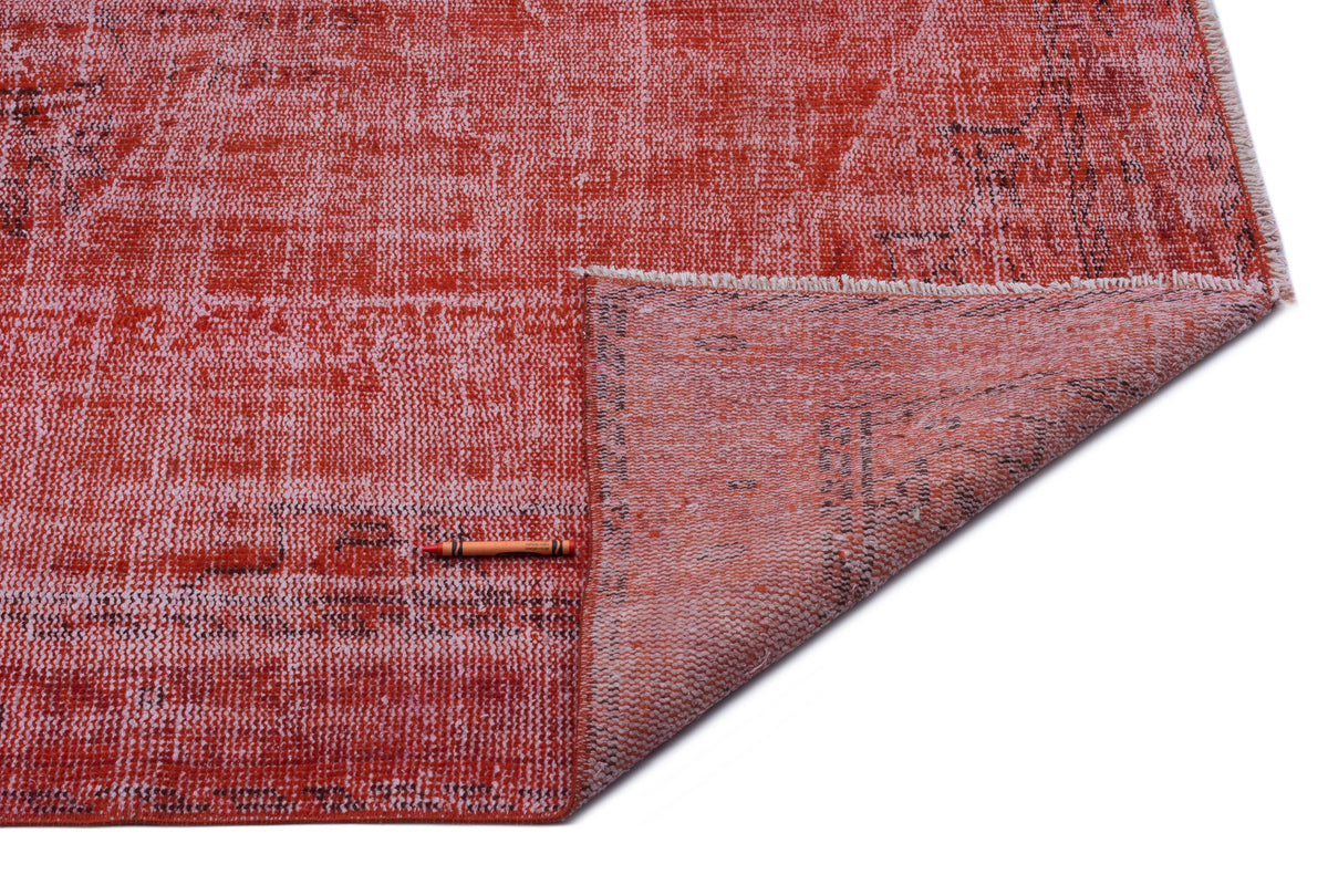 Red Over Dyed Vintage Rug 5&#39;3&#39;&#39; x 9&#39;3&#39;&#39; ft 159 x 282 cm
