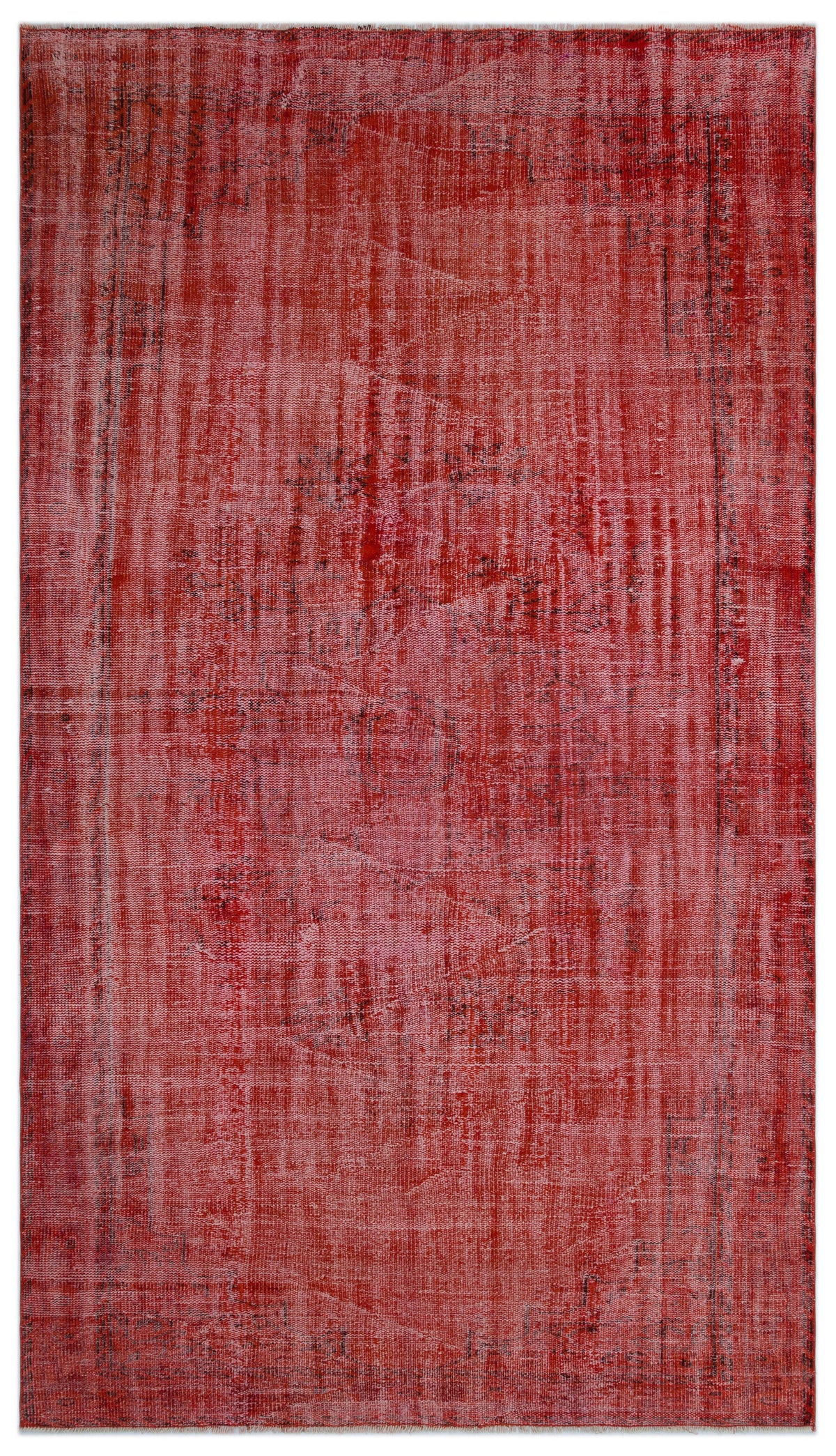 Red Over Dyed Vintage Rug 5&#39;3&#39;&#39; x 9&#39;3&#39;&#39; ft 159 x 282 cm