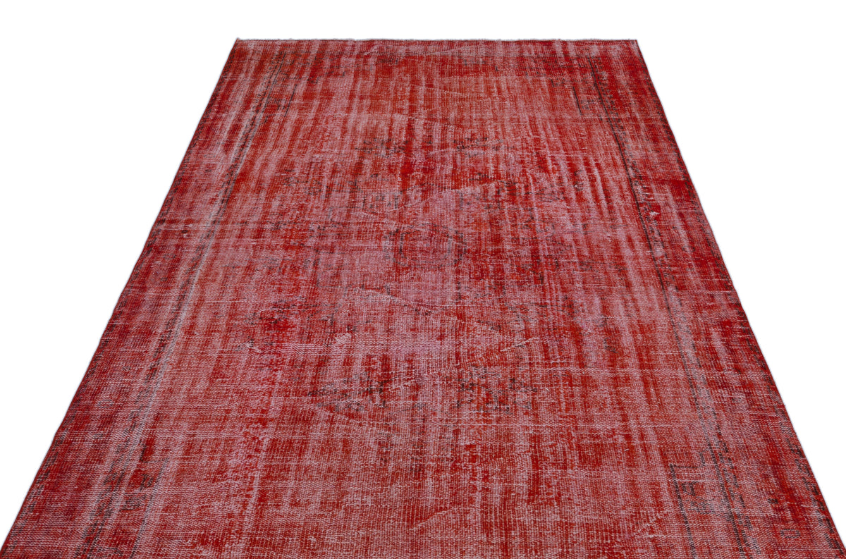 Red Over Dyed Vintage Rug 5&#39;3&#39;&#39; x 9&#39;3&#39;&#39; ft 159 x 282 cm