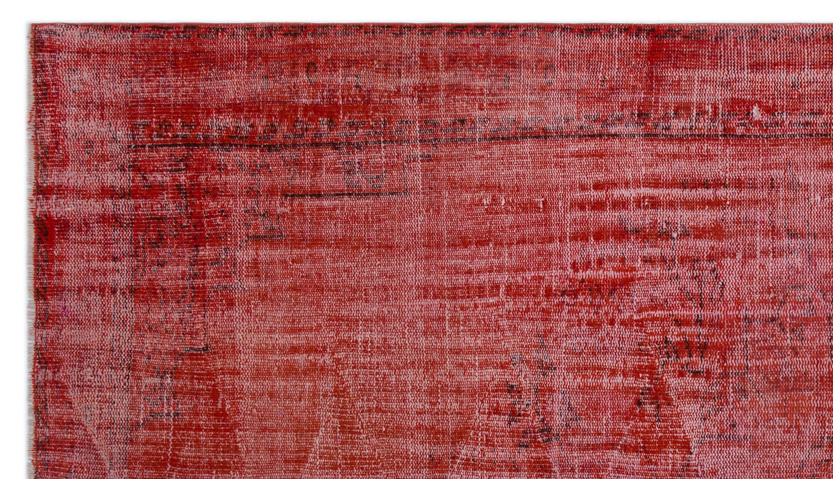 Red Over Dyed Vintage Rug 5&#39;3&#39;&#39; x 9&#39;3&#39;&#39; ft 159 x 282 cm