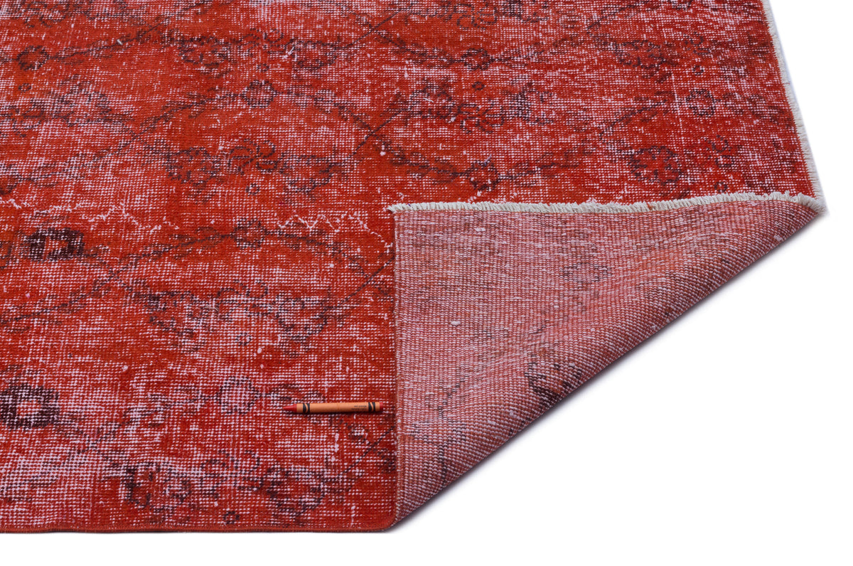 Red Over Dyed Vintage Rug 4&#39;10&#39;&#39; x 9&#39;1&#39;&#39; ft 148 x 278 cm