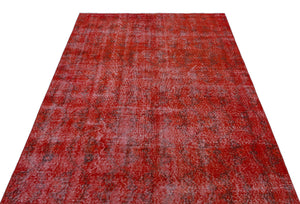 Red Over Dyed Vintage Rug 4'10'' x 9'1'' ft 148 x 278 cm