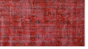 Red Over Dyed Vintage Rug 4'10'' x 9'1'' ft 148 x 278 cm