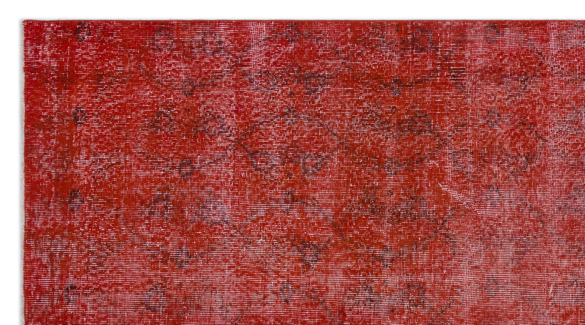 Red Over Dyed Vintage Rug 4&#39;10&#39;&#39; x 9&#39;1&#39;&#39; ft 148 x 278 cm