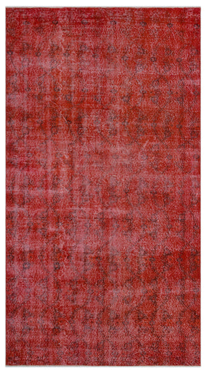 Red Over Dyed Vintage Rug 4'10'' x 9'1'' ft 148 x 278 cm