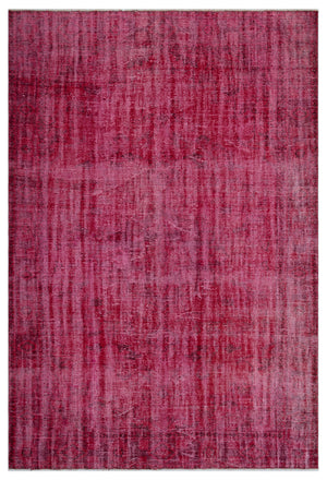 Red Over Dyed Vintage Rug 6'0'' x 9'1'' ft 183 x 277 cm