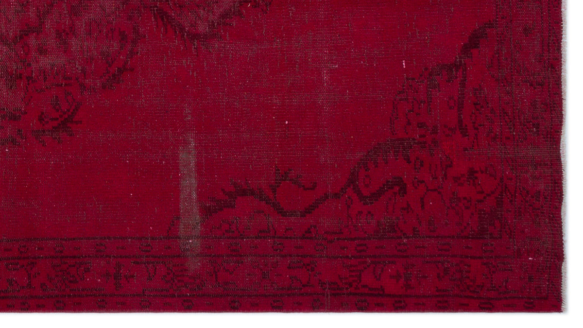 Red Over Dyed Vintage Rug 4&#39;11&#39;&#39; x 8&#39;11&#39;&#39; ft 150 x 273 cm