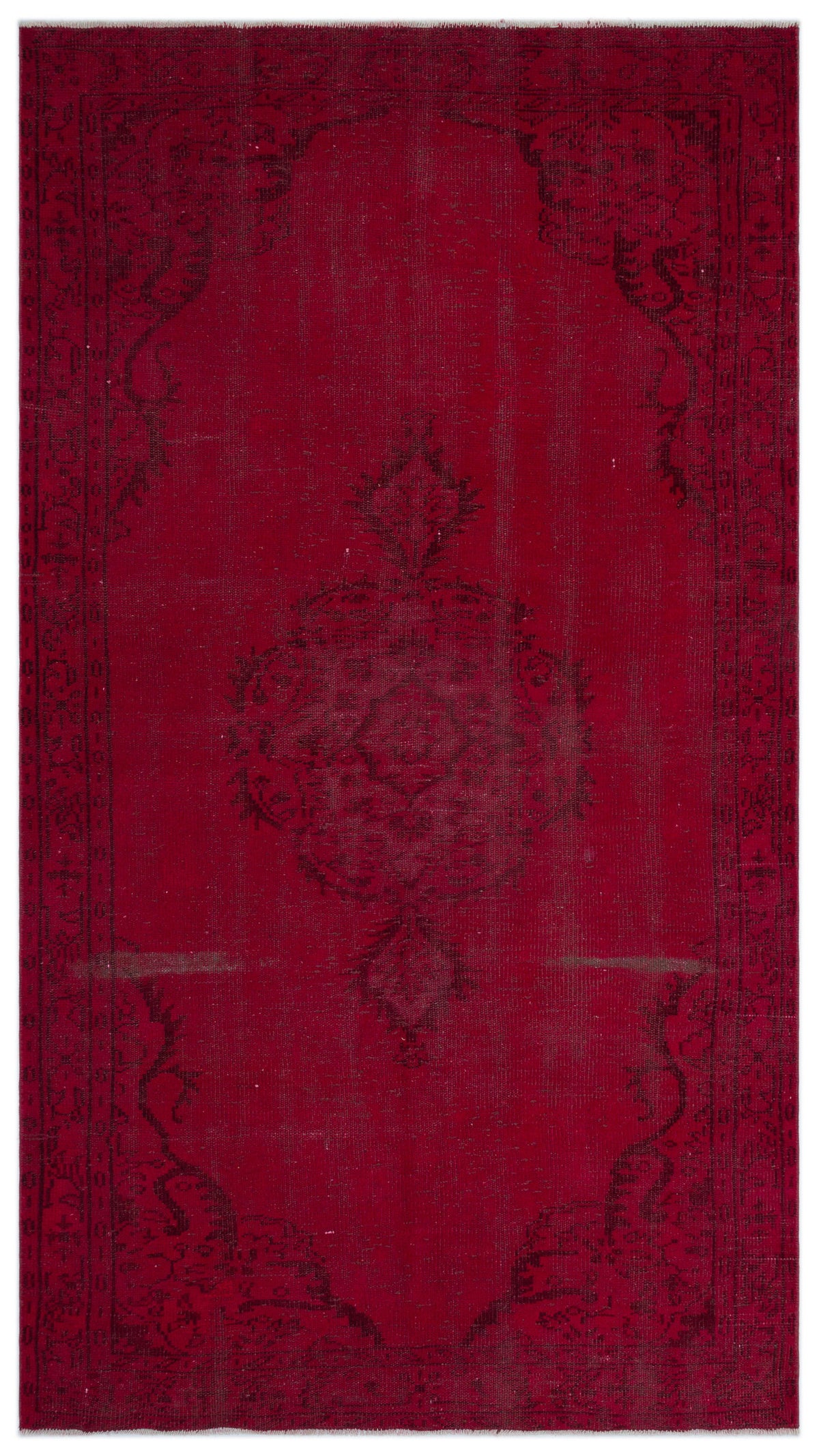 Red Over Dyed Vintage Rug 4&#39;11&#39;&#39; x 8&#39;11&#39;&#39; ft 150 x 273 cm