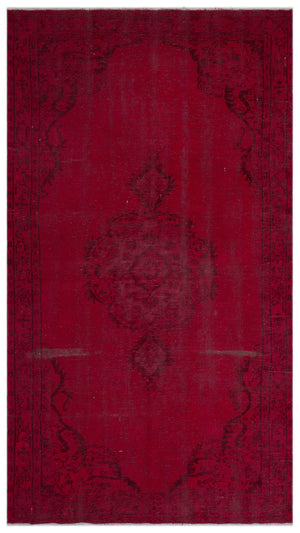 Red Over Dyed Vintage Rug 4'11'' x 8'11'' ft 150 x 273 cm
