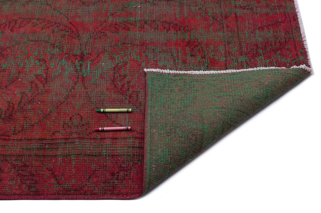 Red Over Dyed Vintage Rug 5'1'' x 9'5'' ft 156 x 286 cm