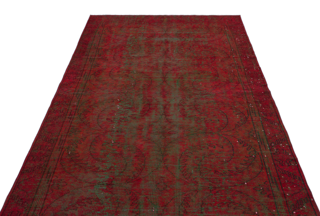 Red Over Dyed Vintage Rug 5'1'' x 9'5'' ft 156 x 286 cm