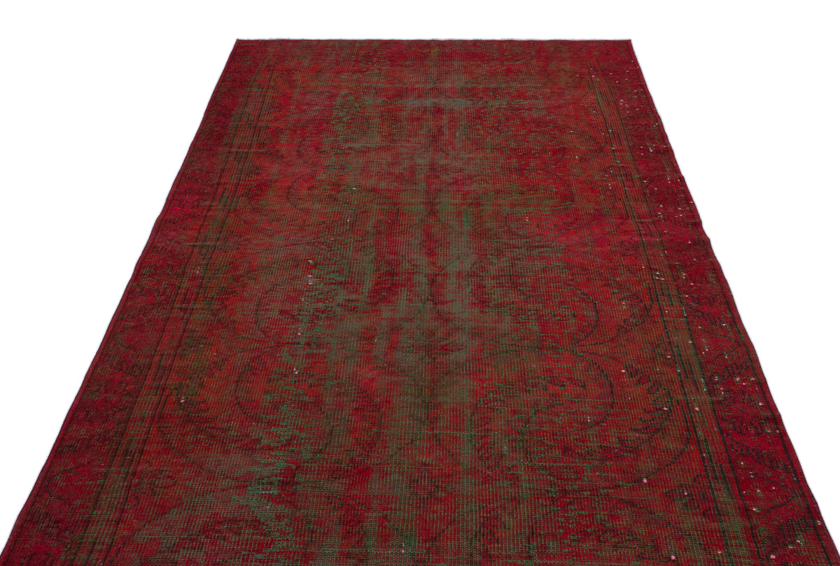 Red Over Dyed Vintage Rug 5&#39;1&#39;&#39; x 9&#39;5&#39;&#39; ft 156 x 286 cm