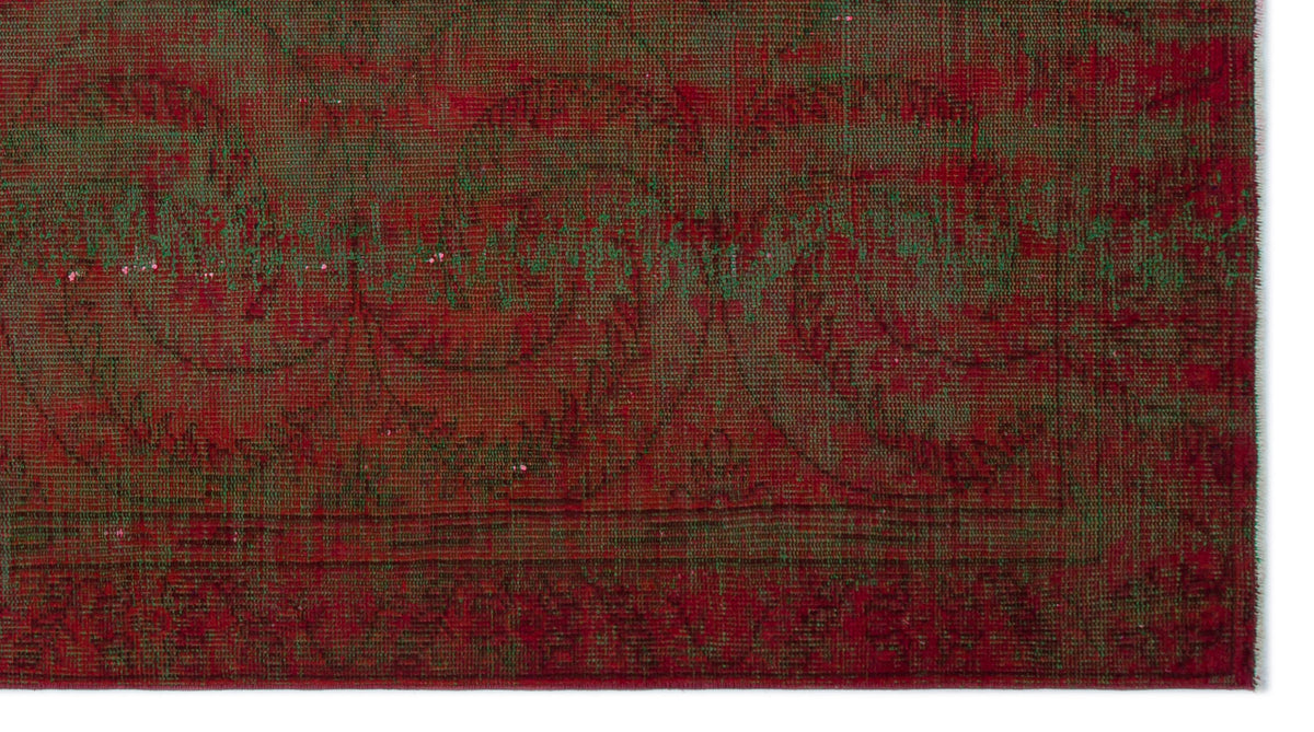 Red Over Dyed Vintage Rug 5&#39;1&#39;&#39; x 9&#39;5&#39;&#39; ft 156 x 286 cm