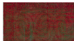 Red Over Dyed Vintage Rug 5'1'' x 9'5'' ft 156 x 286 cm