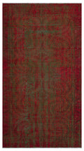 Red Over Dyed Vintage Rug 5'1'' x 9'5'' ft 156 x 286 cm