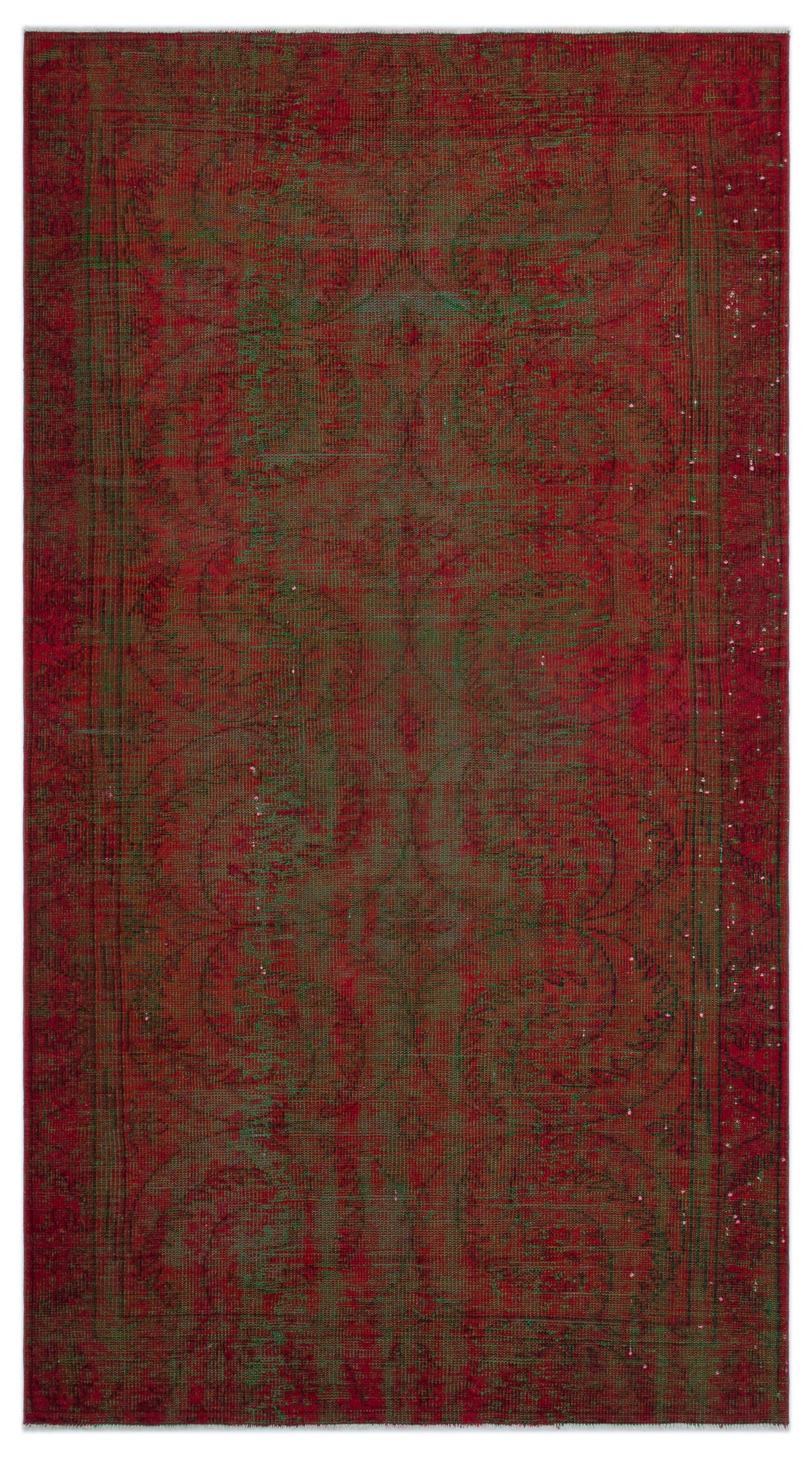 Red Over Dyed Vintage Rug 5&#39;1&#39;&#39; x 9&#39;5&#39;&#39; ft 156 x 286 cm
