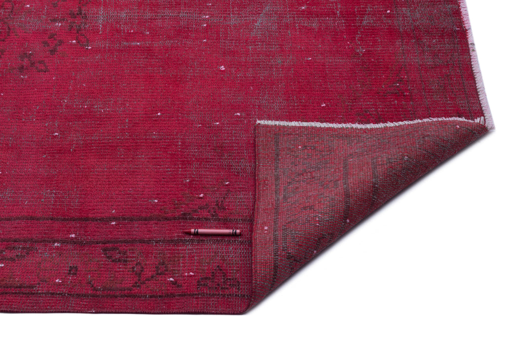 Red Over Dyed Vintage Rug 4'11'' x 8'9'' ft 150 x 266 cm